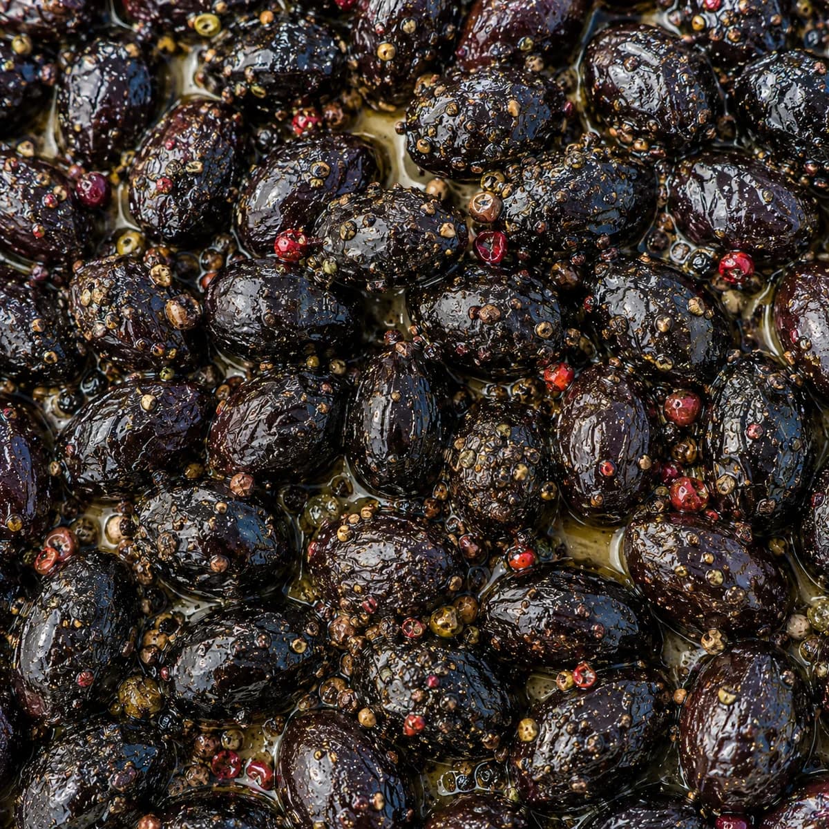 Olives noires au poivre
